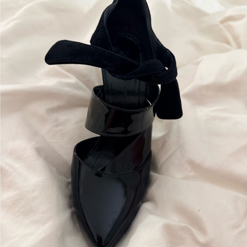 Balenciaga Ghesquiere Era Black Patent & Suede Platform Wrap Heels Rare - Picture 12 of 15
